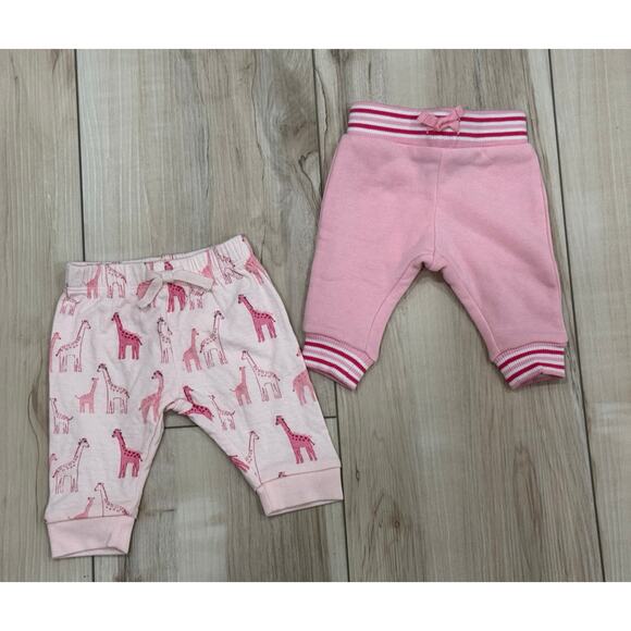 Janie and Jack Baby Girl Pink Giraffe Pants and Sweats  0-3 Months NEW w tags - Picture 1 of 4